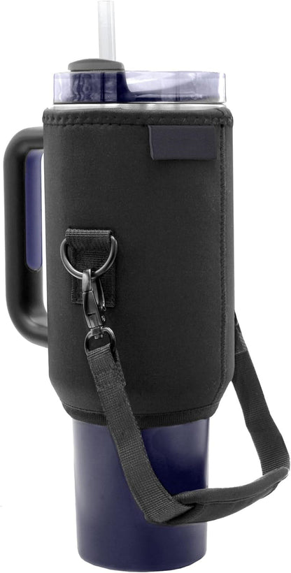 Protective Carrying Sleeve for Stanley 40 oz Tumbler with Handle - Fitted Neoprene Bottle Bag w/Padded Strap Handle for Adventure Quencher/Flowstate (Zipper-free Design)