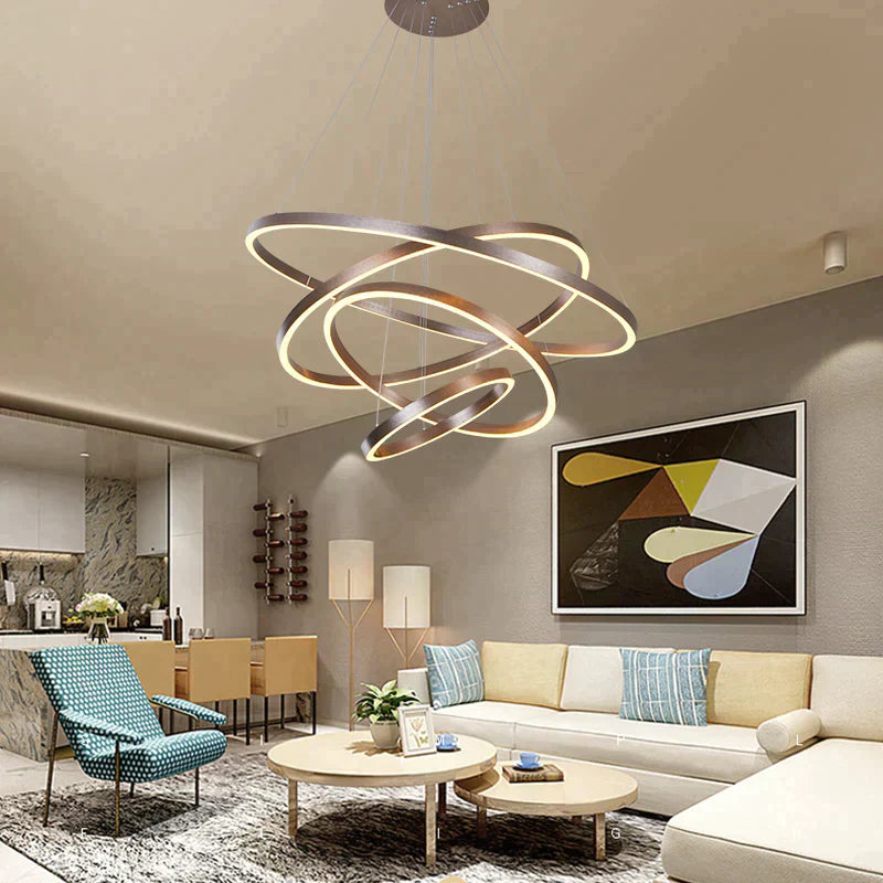 Acrylic and Aluminum Cascading Circle Pendant Light