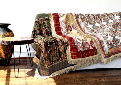 Tache Elegant Black Ornate Paisley Woven Tapestry Tablecloth (18192)