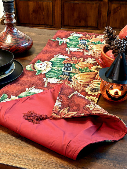 Tache Pumpkin Patch Scarecrow Autumn Harvest Woven Tapestry Table Runners (12921TR)