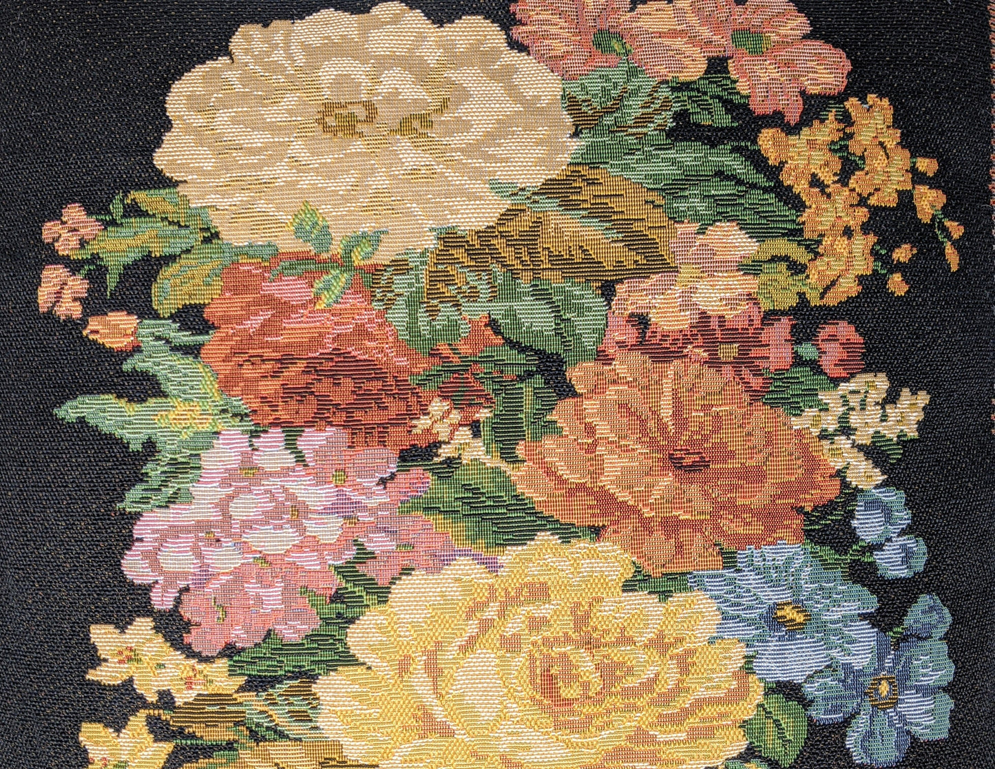 Tache Black Victorian Country Rustic Floral Midnight Awakening Tapestry Throw Pillow Cover (3089BL)