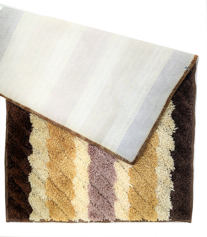 Tache 20x32 Inch Striped Brown and Beige Bathroom Rugs (TARBS2032)