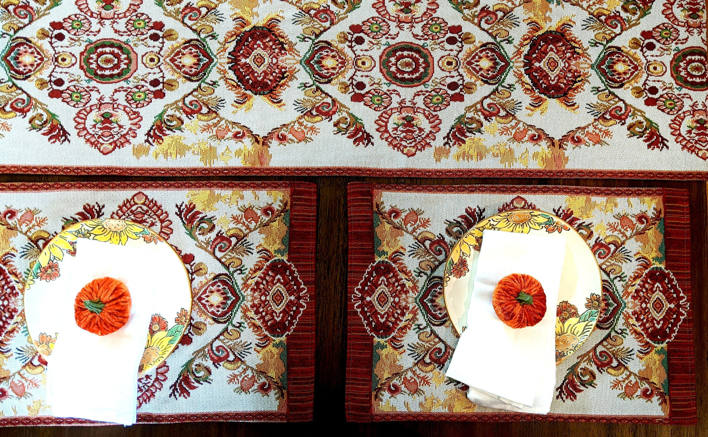 Tache Elegant Burgundy Ornate Paisley Woven Tapestry Table Runner (18194)