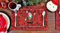 Tache Here Comes Santa Claus Vintage Holiday Woven Tapestry Red Christmas Placemat Set of 4 (8577PM)