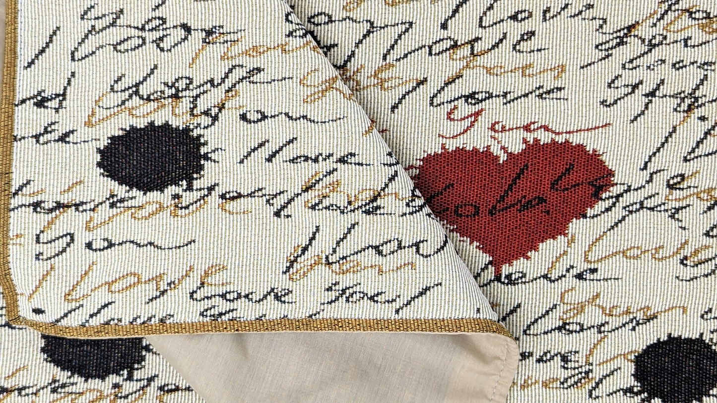 Tache Romantic Valentine’s Love Letter Beige Woven Tapestry Placemat Set (18111)