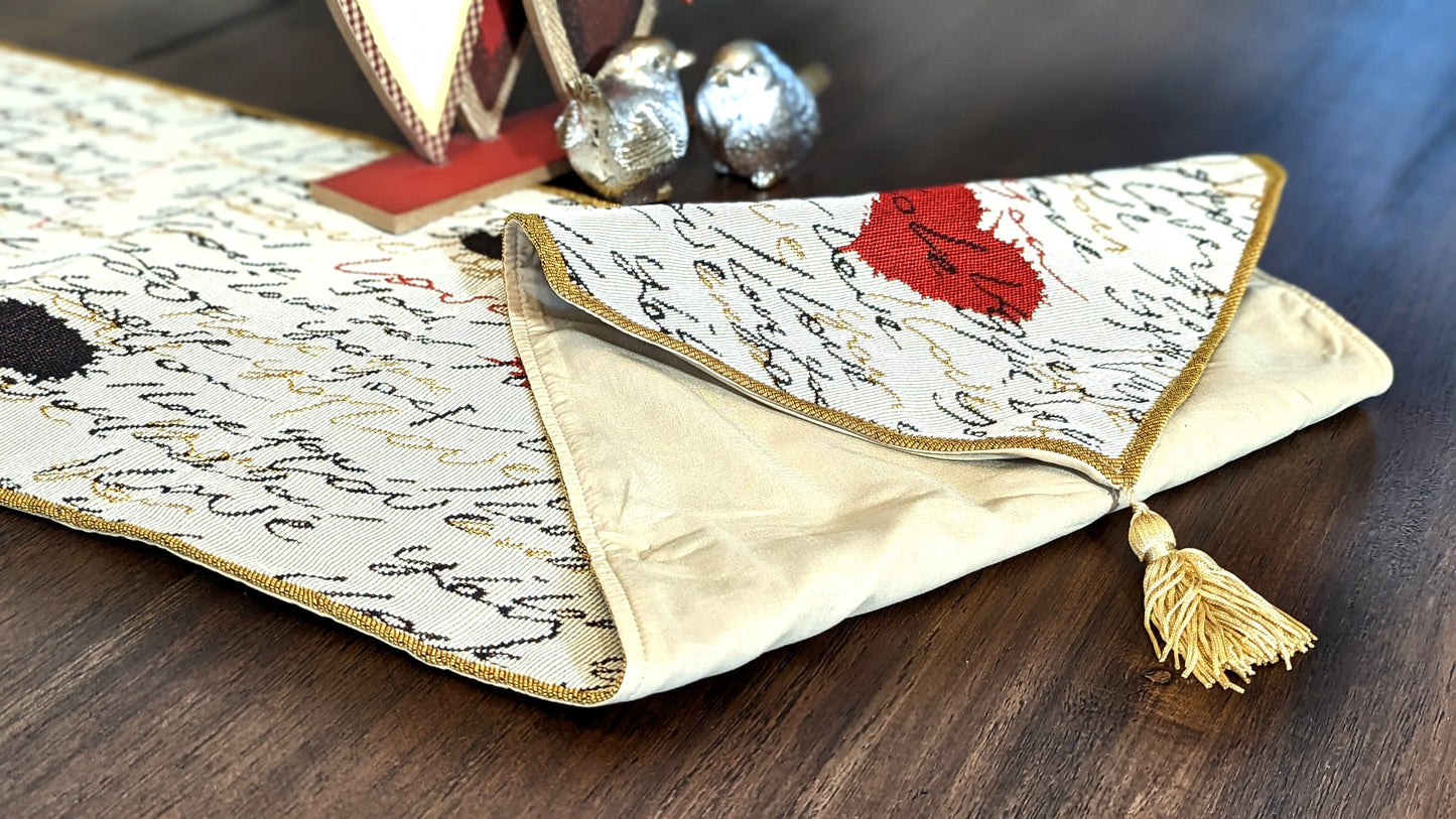 Tache Romantic I Love You Valentine’s Beige Woven Tapestry Table Runner (18111)