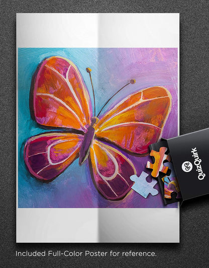 QuizQuirk 1000 Piece Puzzle, Butterfly Painting Jigsaw Puzzle for Adults/Teens (Puzzle Saver Kit Included)