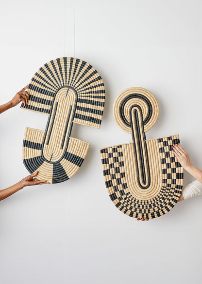 Maravi Patterned Black & Natural Woven Wall Art