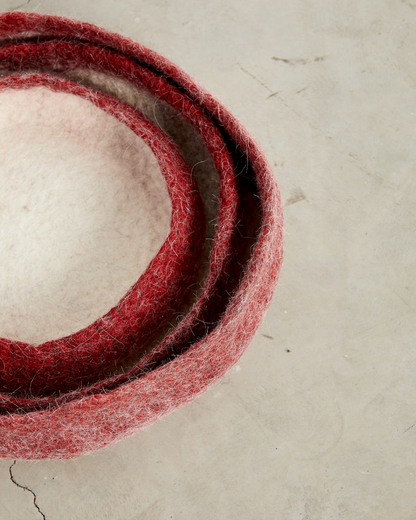 Berry Red Decorative Wool Nesting Bowls