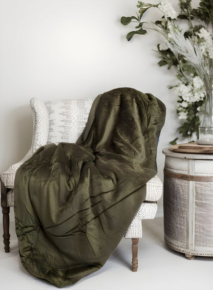 Tache Super Soft Evergreen Micro Fleece Green Sherpa Throw Blanket