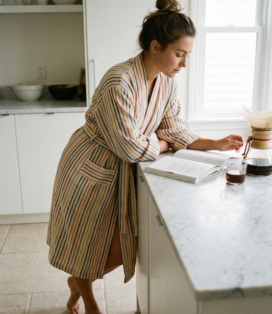 Handmade Turkish Linen and Cotton Rainbow Robe
