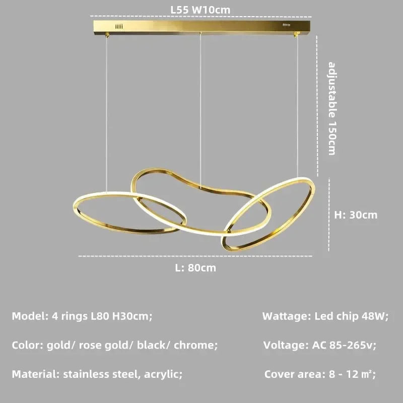 LED Modern Gold Pendant Light | Dining Room Home Lighting
