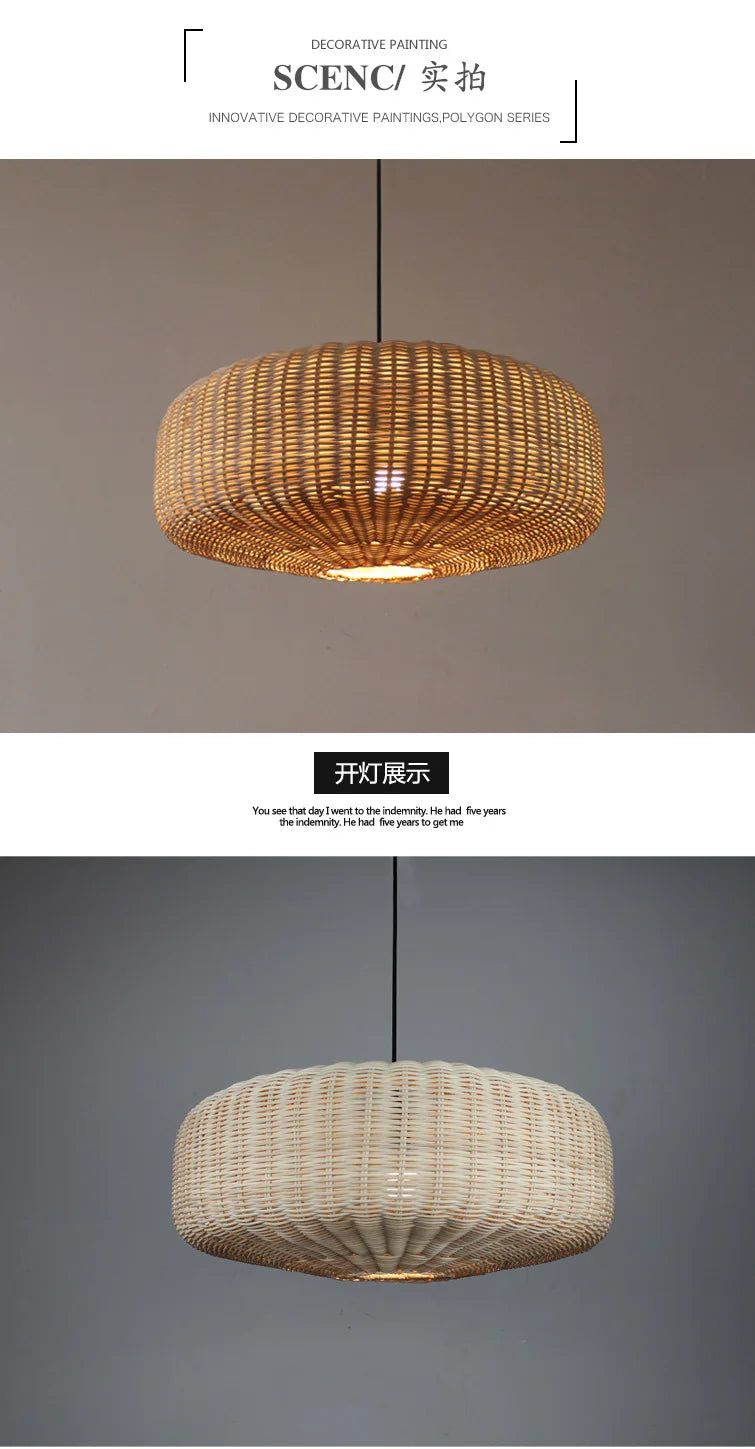 Handcrafted Rattan Pendant Light with Chinese Vintage Design