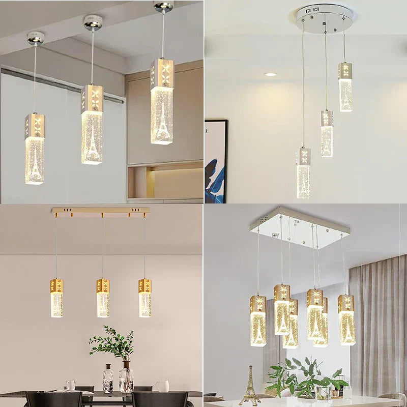 Bubble Crystal LED Pendant & Wall Lamps in Gold and Silver