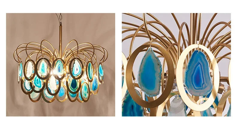 Crown Agate LED Ceiling Chandelier for Living & Dining Spaces