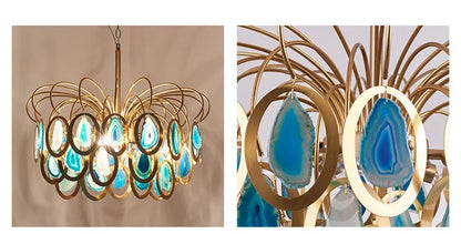 Crown Agate LED Ceiling Chandelier for Living & Dining Spaces