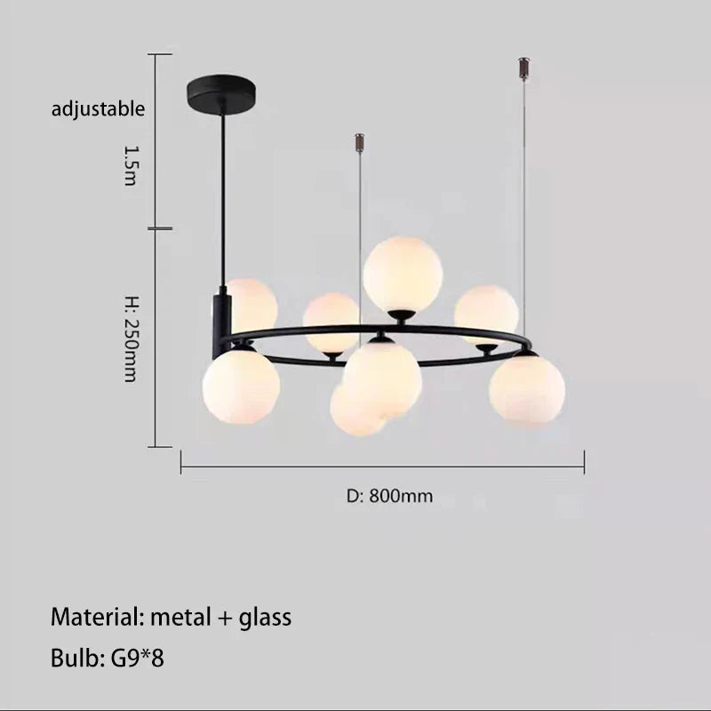 Nordic Glass LED Ceiling Chandelier with G9 Socket