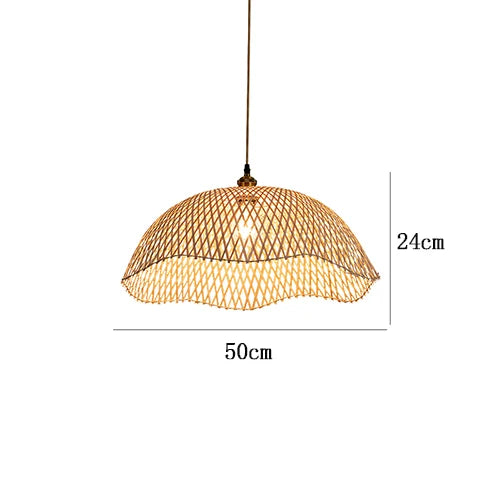 Hand-Woven Bamboo and Rattan Wicker Pendant Light