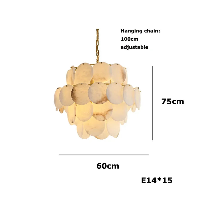 Natural Marble LED Chandelier for Modern Living Spaces
