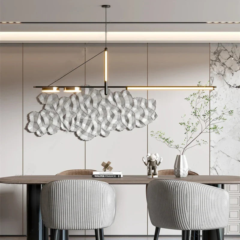 LED Black Chandelier | Modern Kitchen Island Lighting