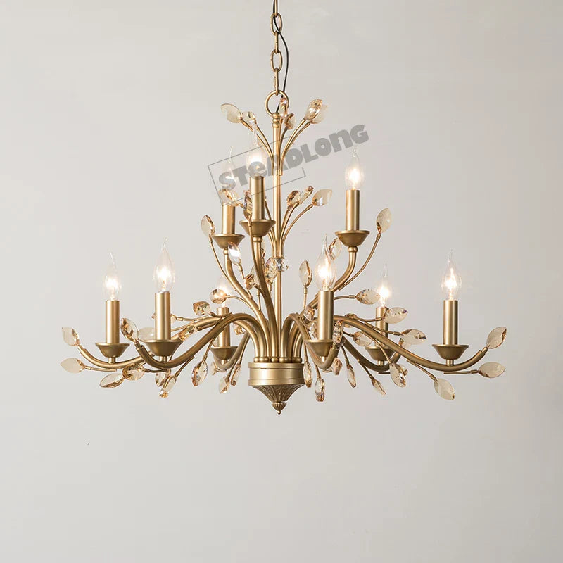 Crystal LED Ceiling Chandelier – French Elegance for Living & Dining