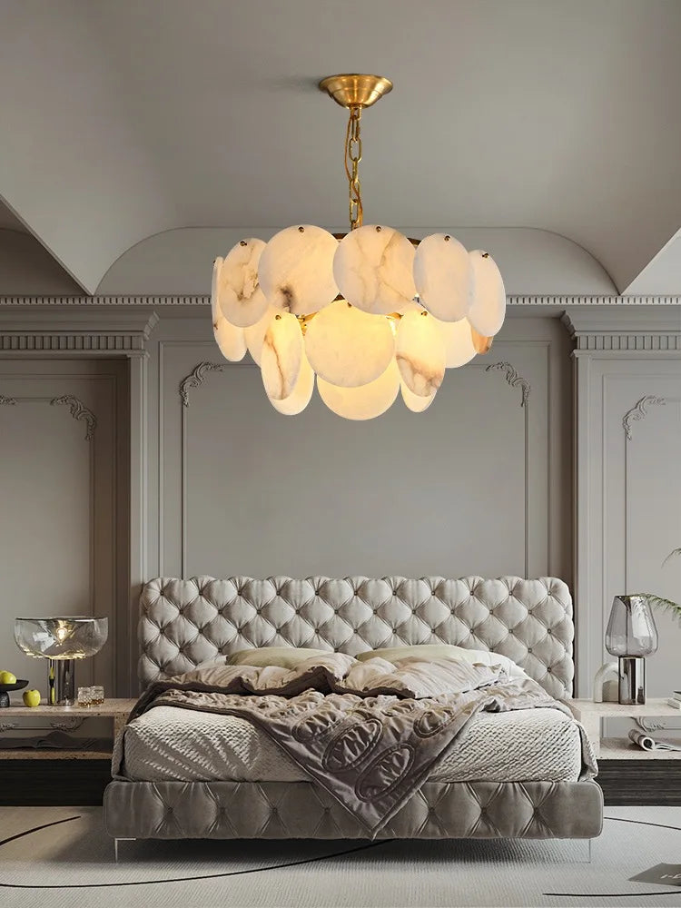 Natural Marble LED Chandelier for Modern Living Spaces