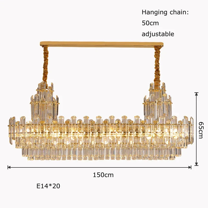 LED Crystal Gold Chandelier | Modern Dining Room Lighting