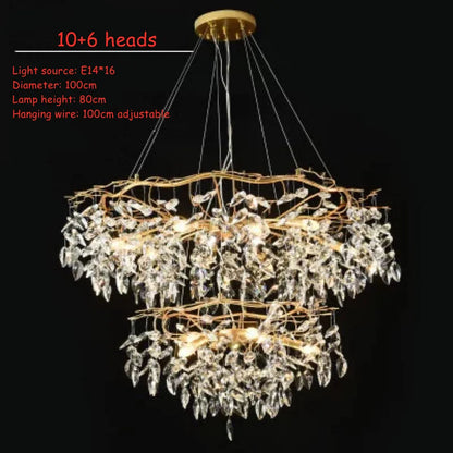 LED Leaf Crystal Ceiling Chandelier for Modern Interiors