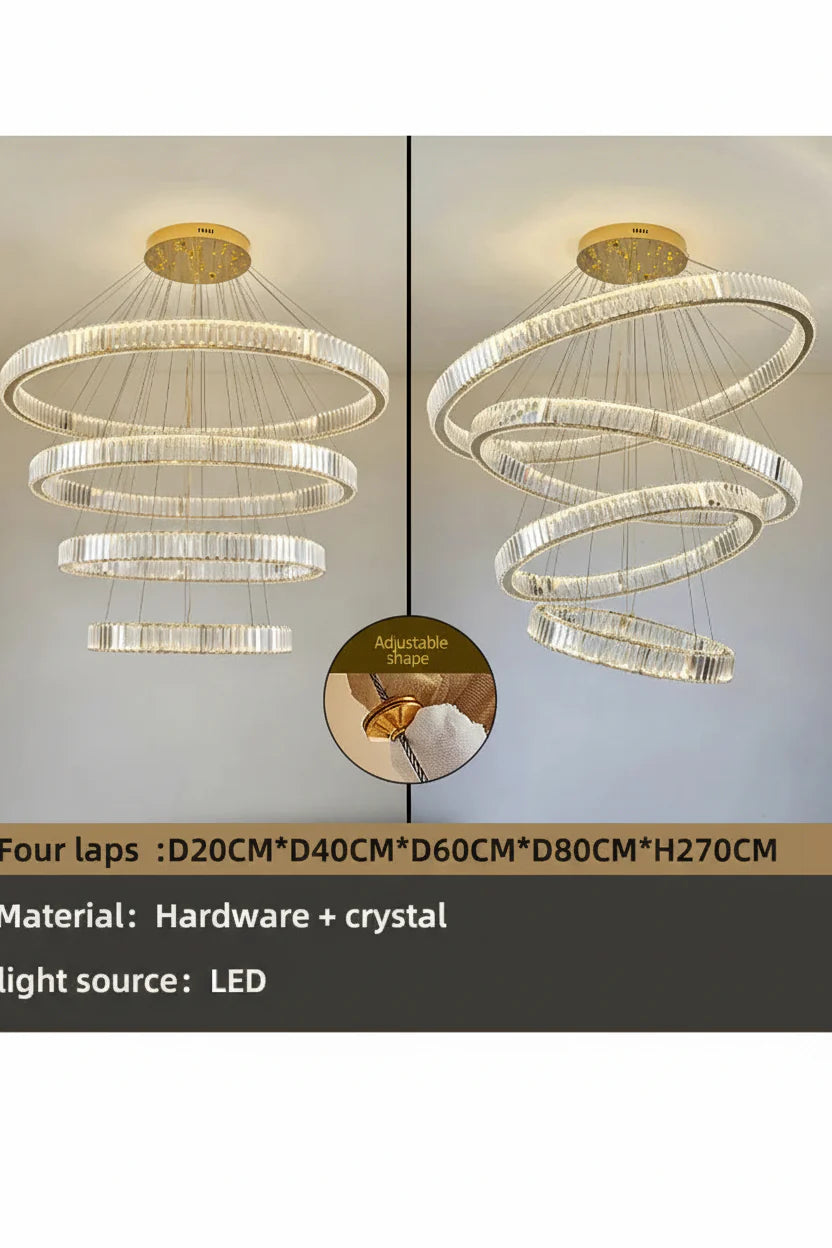 Modern Luxury Crystal Chandeliers - Golden Chandelier Lighting for Living Rooms, Stairs, and Duplex Halls