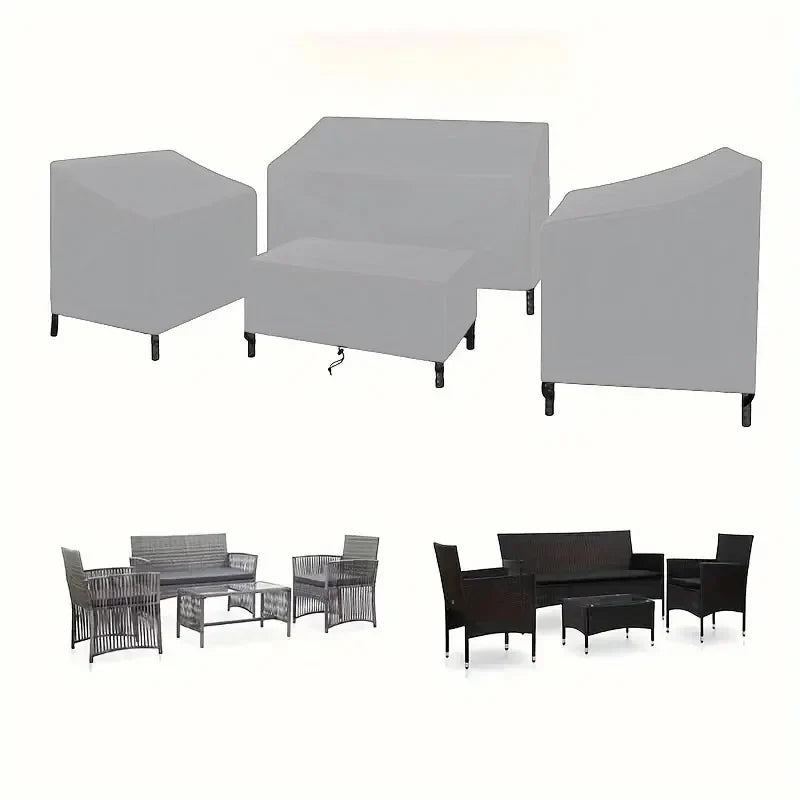 4pcs/Set Patio Furniture Covers, Heavy Duty Waterproof Outdoor Furniture Covers, Rattan Outdoor Furniture Windproof