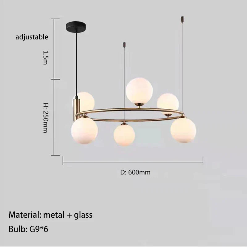 Nordic Glass LED Ceiling Chandelier with G9 Socket