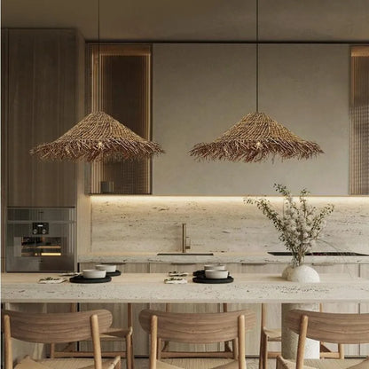 Rattan LED Wabi Sabi Pendant Light for Dining Room