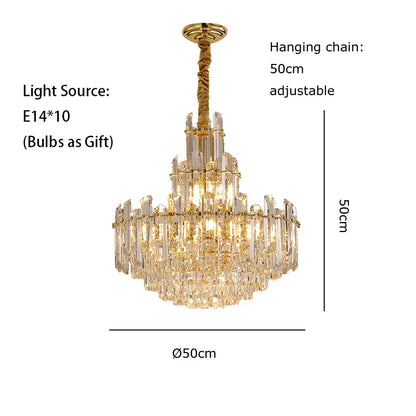 LED Crystal Gold Chandelier | Modern Dining Room Lighting