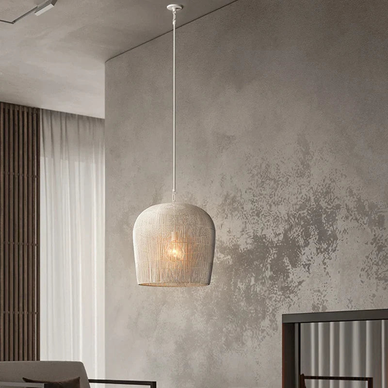 Japanese LED Rattan Pendant Light | Dining Room Lighting