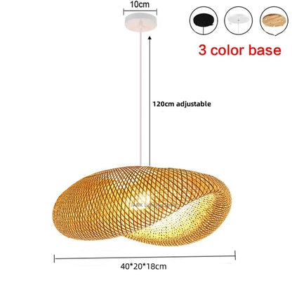 Chinese Handmade Bamboo Wicker Wave Pendant Light