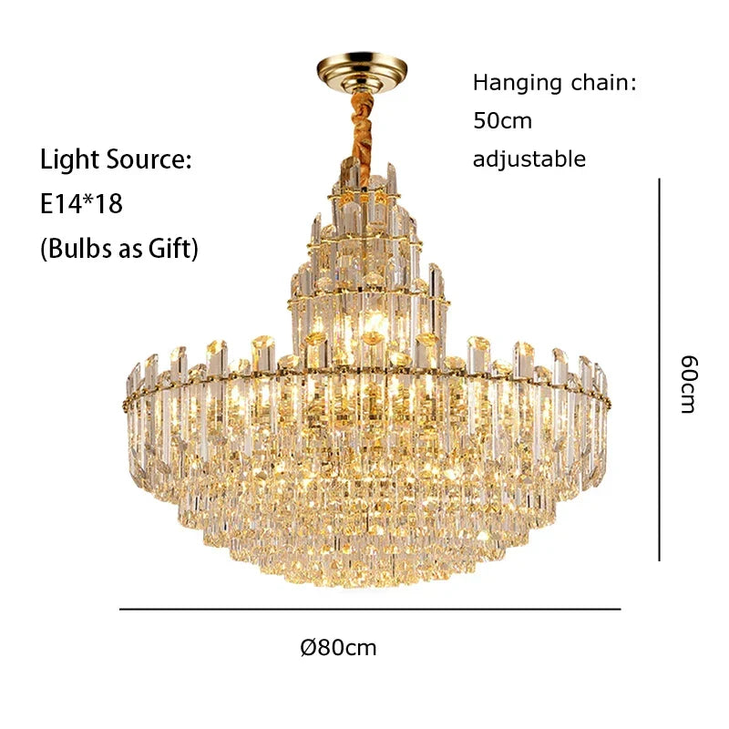 LED Crystal Gold Chandelier | Modern Dining Room Lighting