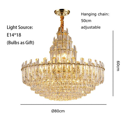 LED Crystal Gold Chandelier | Modern Dining Room Lighting