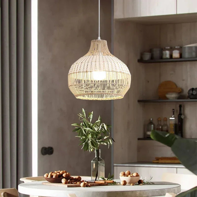 Rattan Gyro Pendant Light for Dining and Kitchen Spaces