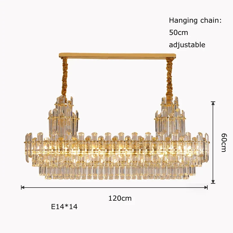 LED Crystal Gold Chandelier | Modern Dining Room Lighting