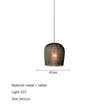 Japanese LED Rattan Pendant Light | Dining Room Lighting