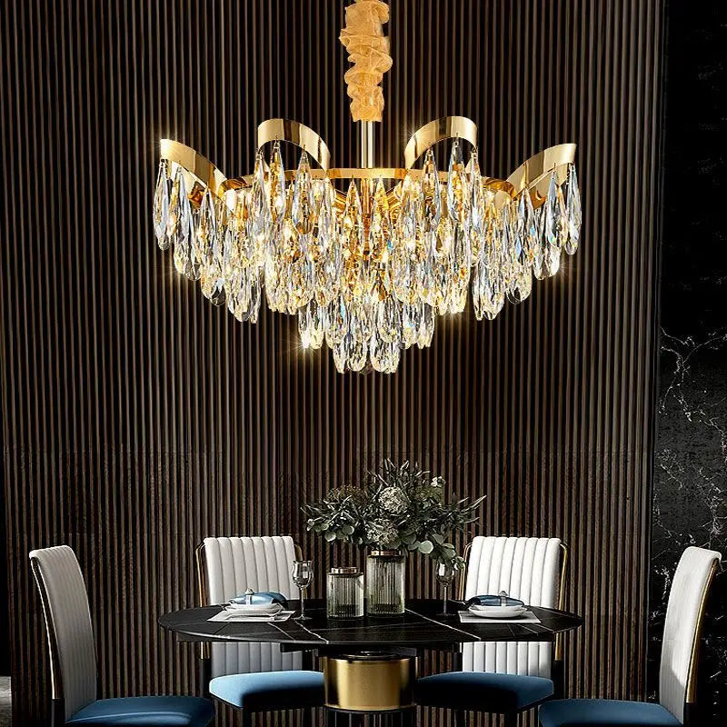 Modern Crystal LED Ceiling Chandelier with Bionic Sunflower Motif