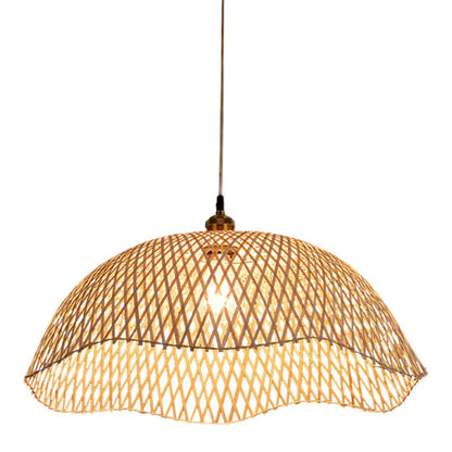 Hand-Woven Bamboo and Rattan Wicker Pendant Light