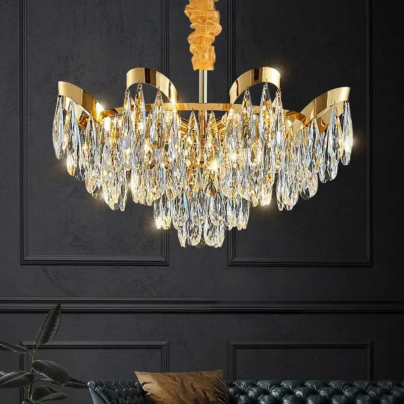 Modern Crystal LED Ceiling Chandelier with Bionic Sunflower Motif
