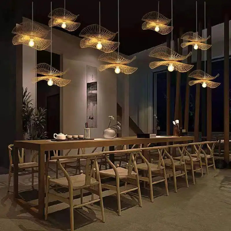 Bamboo Woven Chandeliers for Kitchen and Living Room