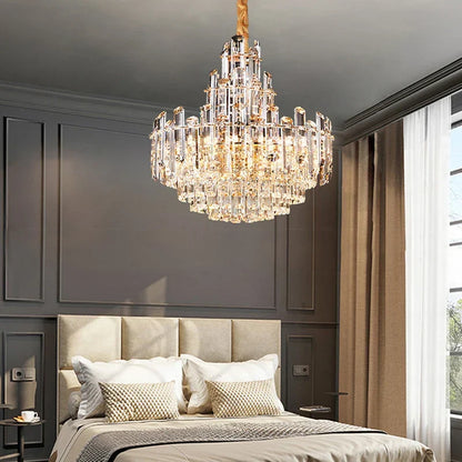 LED Crystal Gold Chandelier | Modern Dining Room Lighting