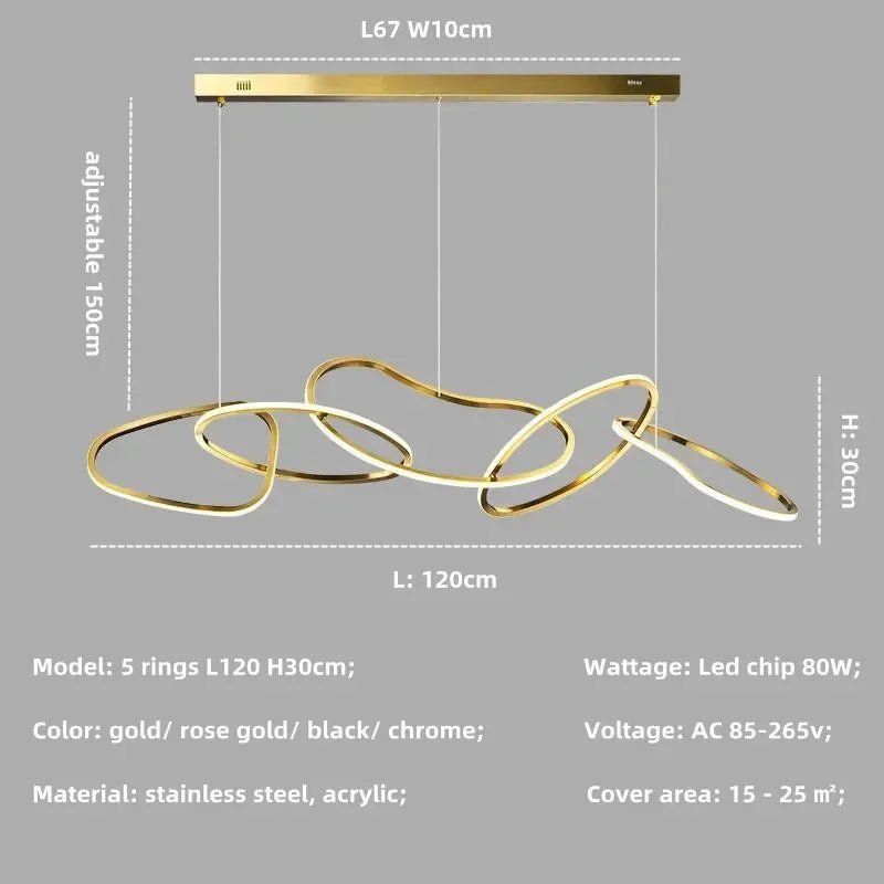LED Modern Gold Pendant Light | Dining Room Home Lighting