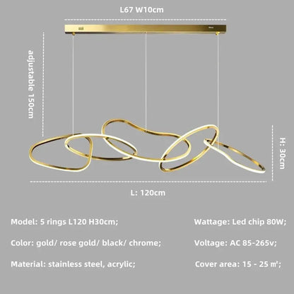 LED Modern Gold Pendant Light | Dining Room Home Lighting