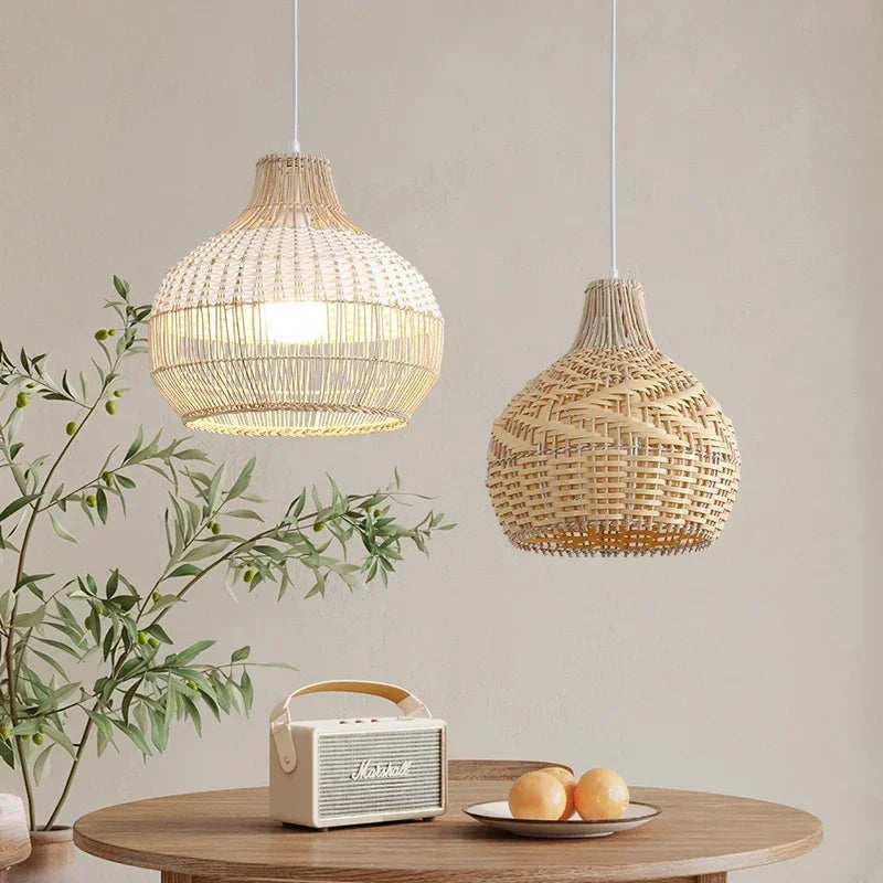 Rattan Gyro Pendant Light for Dining and Kitchen Spaces