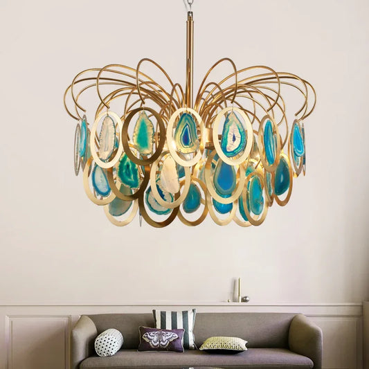 Crown Agate LED Ceiling Chandelier for Living & Dining Spaces