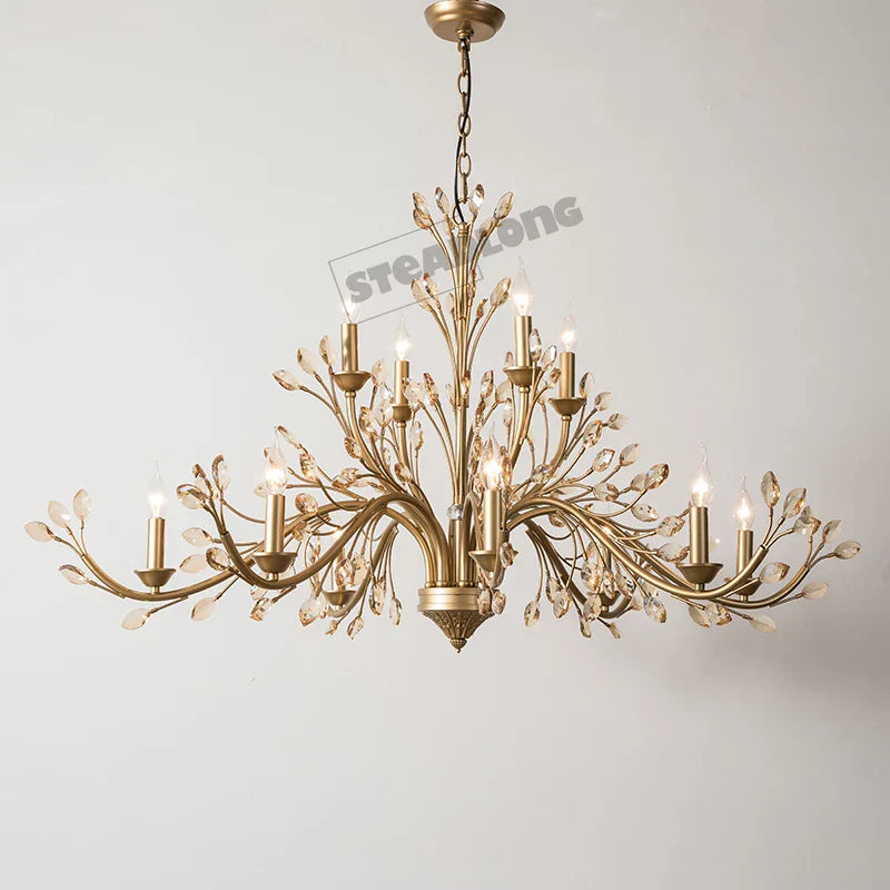 Crystal LED Ceiling Chandelier – French Elegance for Living & Dining